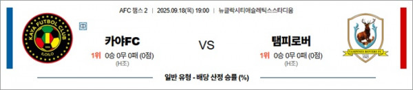 9월 18일 ACL2 카야FC vs 탬피로버